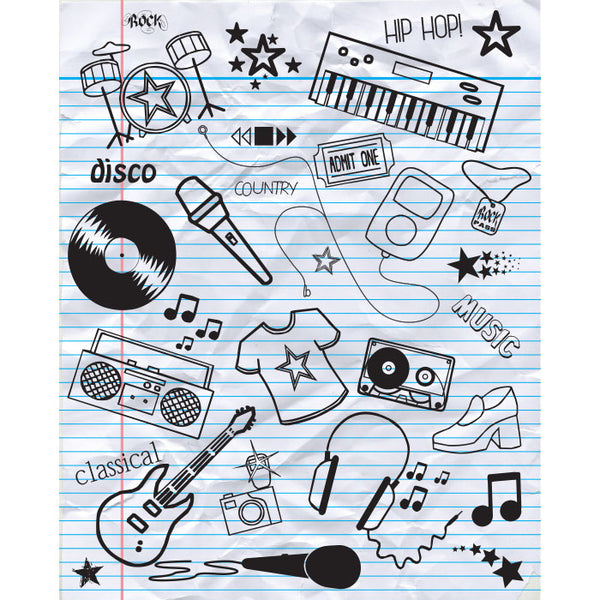 Music Doodles Printed Backdrop