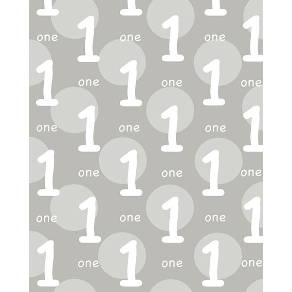 Gray 1st Birthday Printed Backdrop