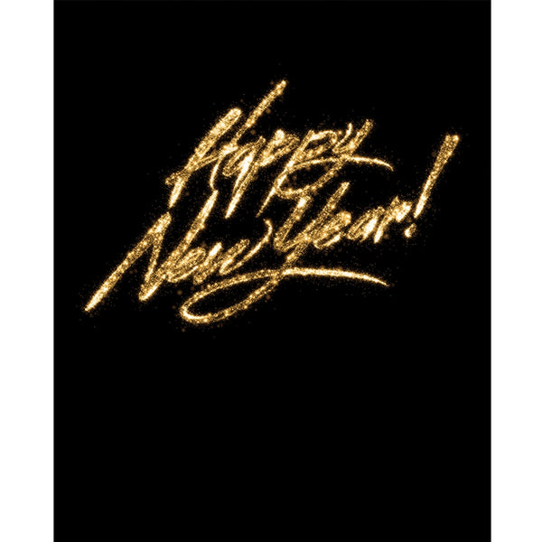 Gold Glitter New Year Printed Backdrop