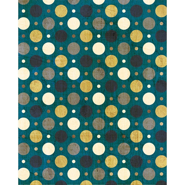 Teal & Gold Grunge Polka Dot Printed Backdrop