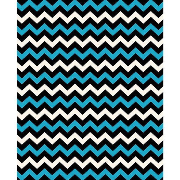 Blue, Black & White Chevron Printed Backdrop