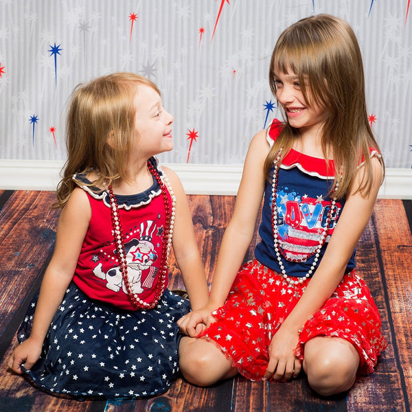 Red & Blue Fireworks Printed Backdrop