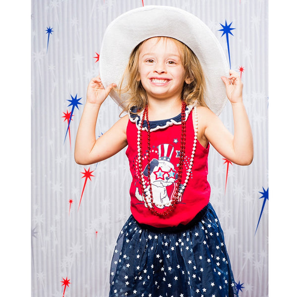 Red & Blue Fireworks Printed Backdrop