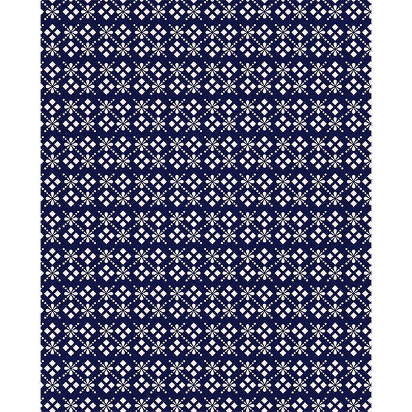 Dark Blue Flowers & Diamonds Printed Backdrop