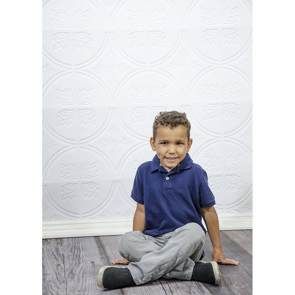 Regal White Tin Tiles Printed Backdrop