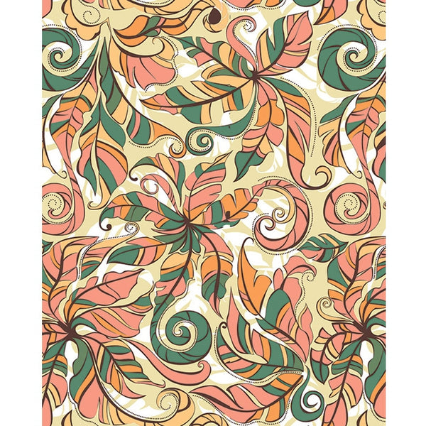 Orange & Green Floral Printed Backdrop