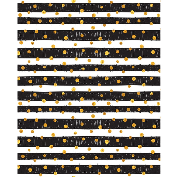 Gold Dots on Black Stripes Printed Backdrop