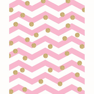 Gold Polka Dots on Chevron Printed Backdrop