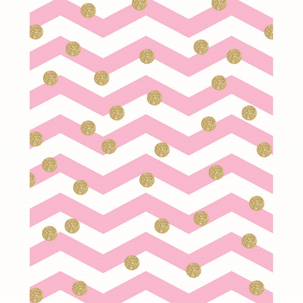 Gold Polka Dots on Chevron Printed Backdrop