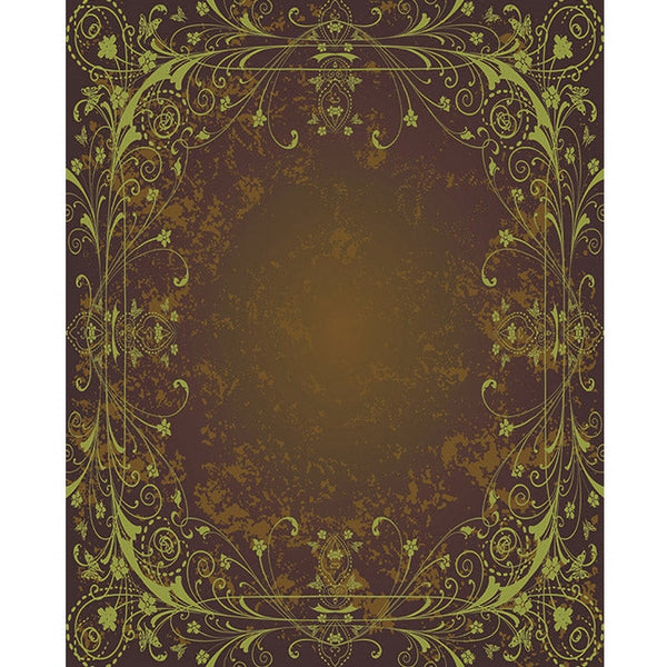 Brown & Green Antique Vine Printed Backdrop