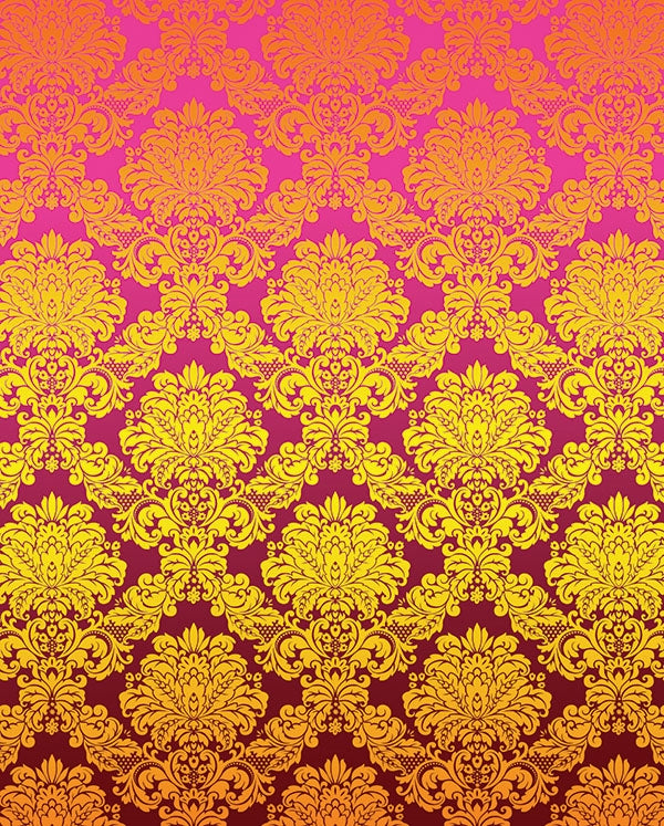 Pink & Gold Damask Printed Backdrop