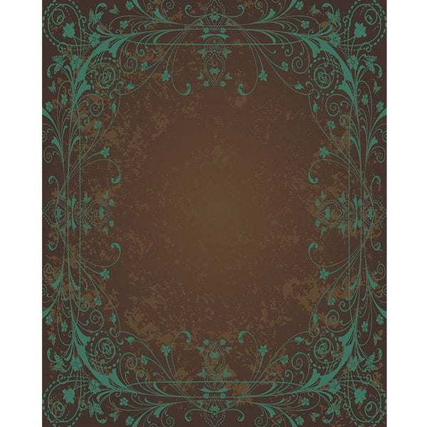 Brown & Teal Antique Vine Printed Backdrop