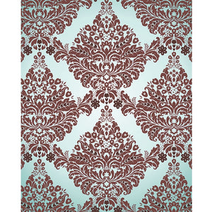 White & Maroon Damask Printed Backdrop