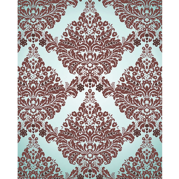 White & Maroon Damask Printed Backdrop