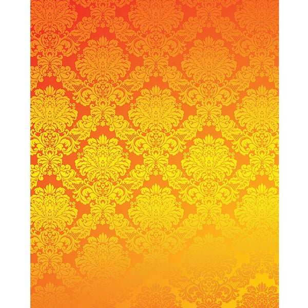 Orange & Yellow Damask Printed Backdrop