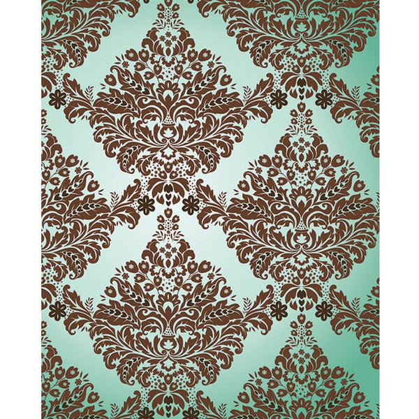 Brown & Teal Damask Printed Backdrop