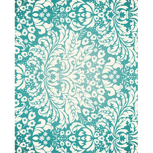 Teal Damask Printed Backdrop