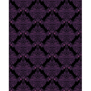 Black & Purple Damask Printed Backdrop