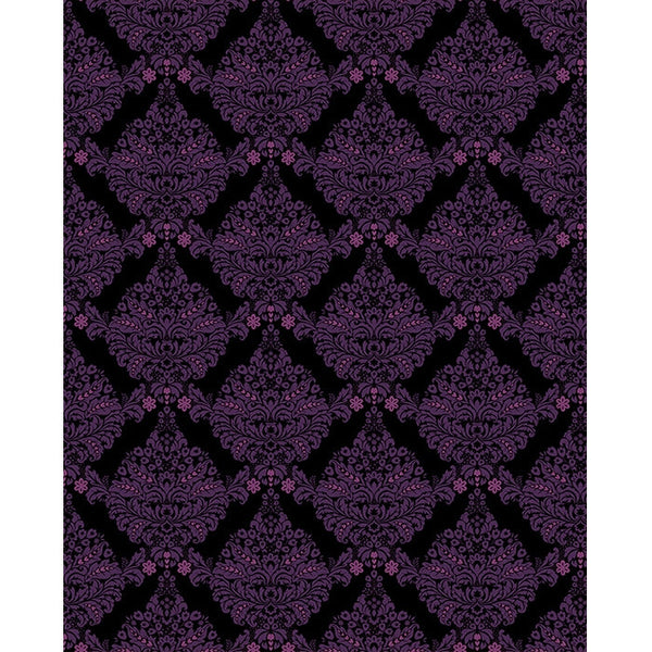 Black & Purple Damask Printed Backdrop