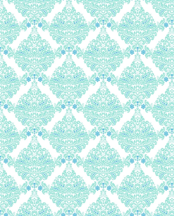 White & Blue Damask Printed Backdrop