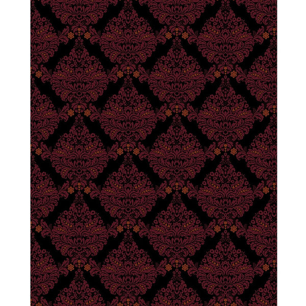 Black & Red Damask Printed Backdrop