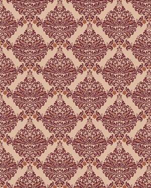 Brown & Maroon Damask Printed Backdrop