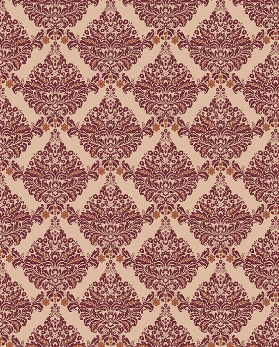 Brown & Maroon Damask Printed Backdrop