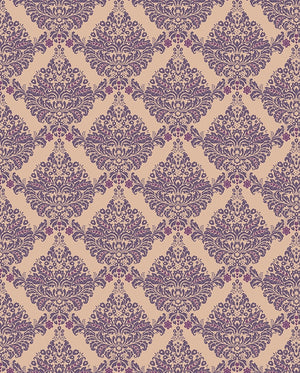 Brown & Purple Damask Printed Backdrop