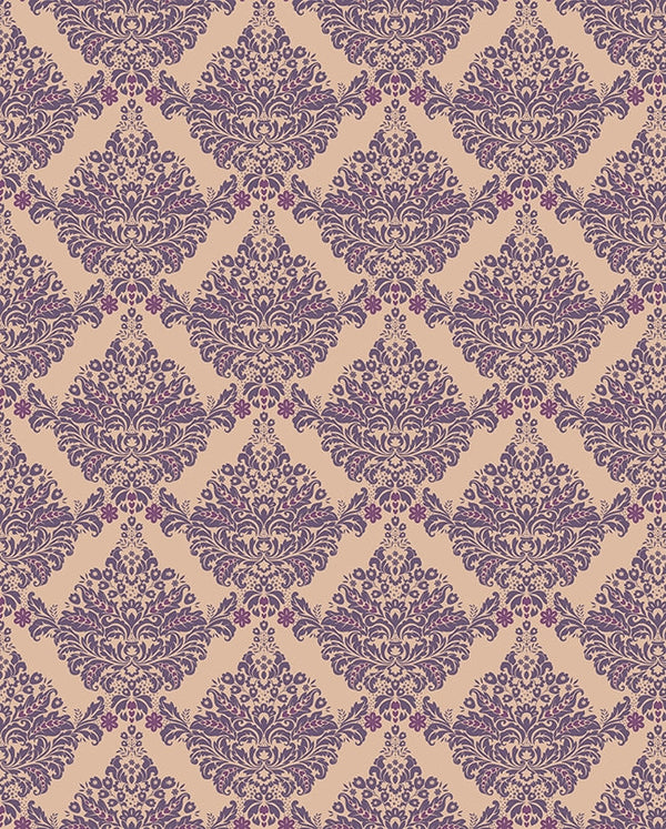 Brown & Purple Damask Printed Backdrop