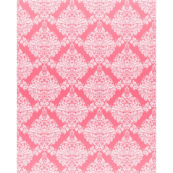 Pink & White Damask Printed Backdrop