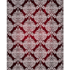 Red/White Grunge Damask Printed Backdrop