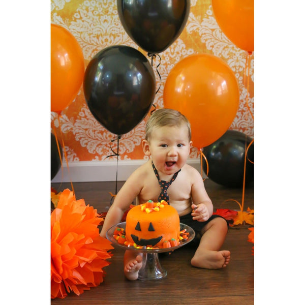 Orange/White Grunge Damask Printed Backdrop