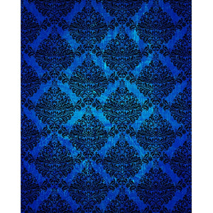 Dark Blue Grunge Damask Printed Backdrop