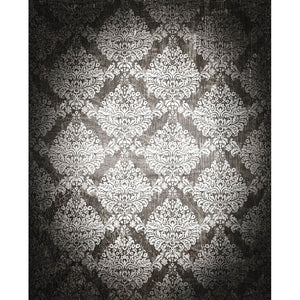 White/Gray Grunge Damask Printed Backdrop