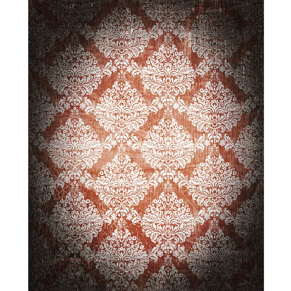 Brown/White Grunge Damask Printed Backdrop