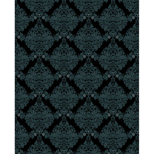 Black & Teal Damask Printed Backdrop