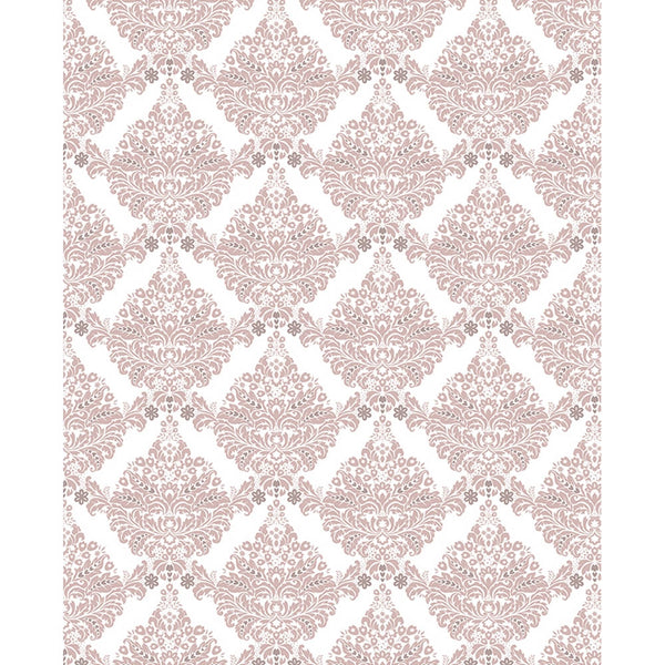 White & Blush Damask Printed Backdrop