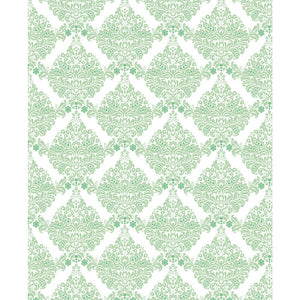 White & Green Damask Printed Backdrop