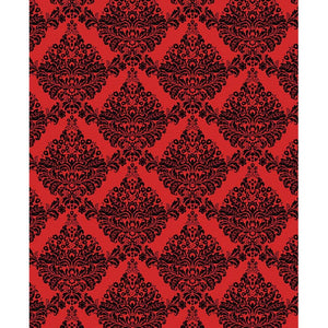 Red & Black Damask Printed Backdrop