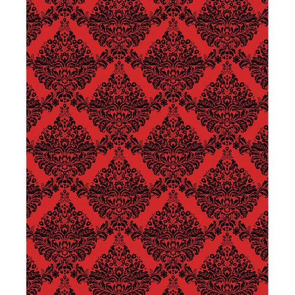 Red & Black Damask Printed Backdrop