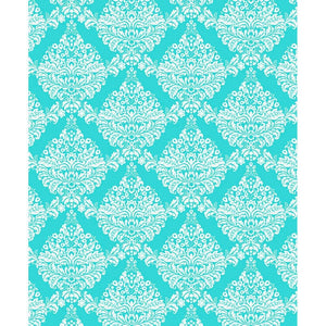 Teal & White Damask Printed Backdrop