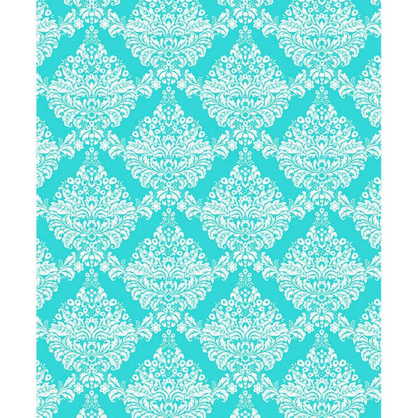 Teal & White Damask Printed Backdrop