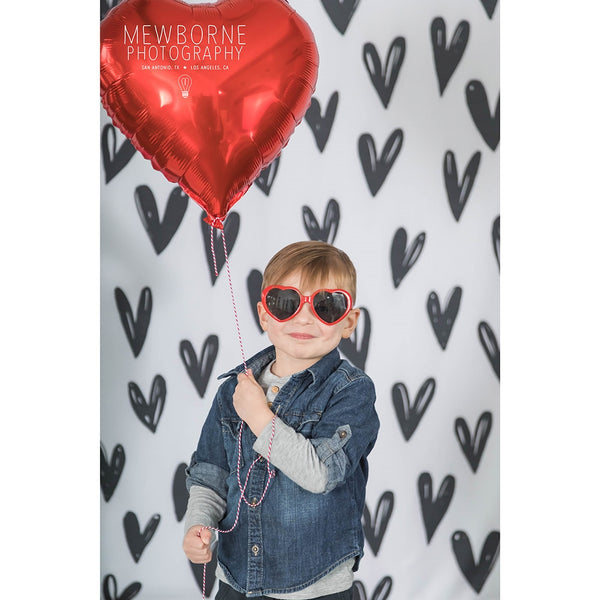 Hand Drawn Hearts Printed Backdrop