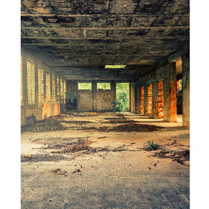 Abandoned Industrial Building Printed Backdrop