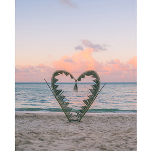 Palm Leaf Heart Printed Backdrop