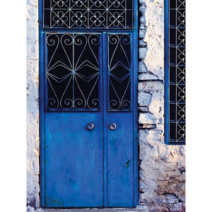 Bright Blue Door Printed Backdrop