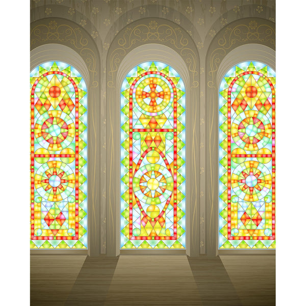 Stain Glass Windows Printed Backdrop