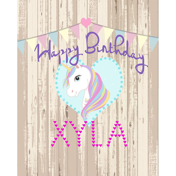 Rustic Unicorn Birthday Printed Backdrop