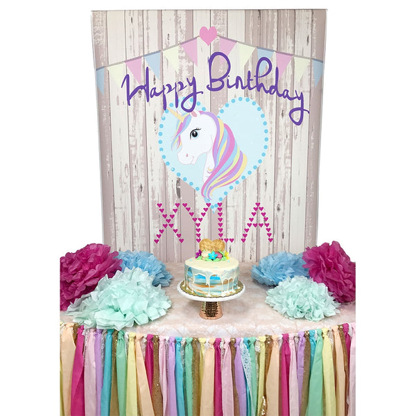 Rustic Unicorn Custom Birthday Printed Backdrop