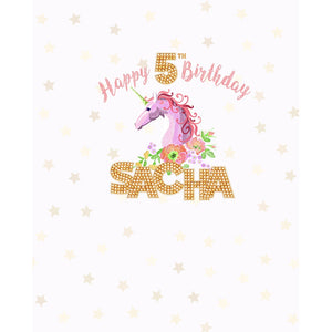 Pink and Gold Custom Unicorn Printed Backdrop